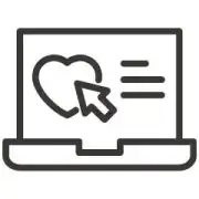 Bildschirm mit Herz symbolisiert das Ausfüllen eines Antrages für die Hochzeitsversicherung