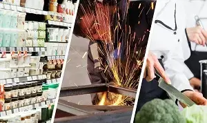 Darstellung von 3 typischen Situationen in einem Gewerbebetrieb